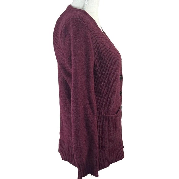 Madewell Maroon Waffle Knit Merino Wool Cardigan Sweater Size S - Picture 8 of 12
